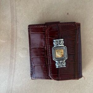 Brighton Brown Crocodile Embossed Wallet with Silver Clasp